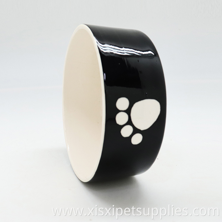 Luxury Cute Pet Feeding Bowl Black Rounded Ceramic Dog Bowl